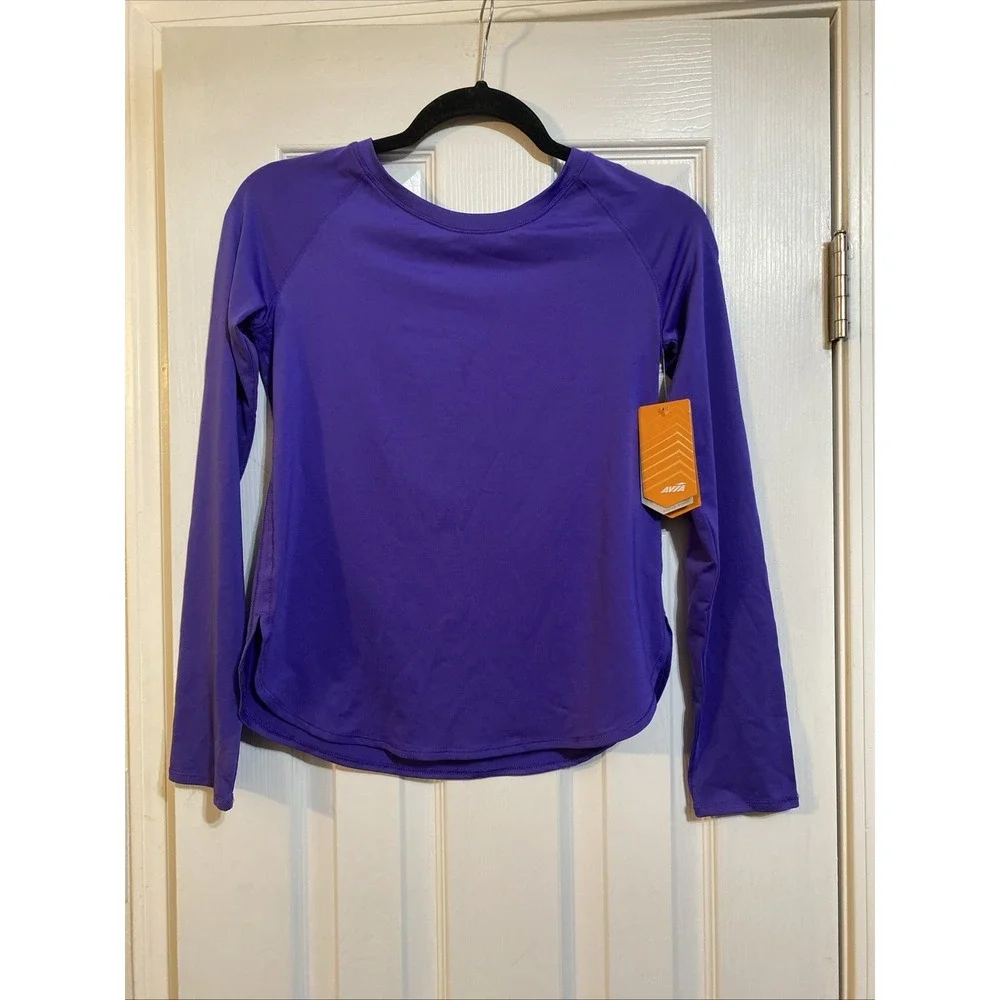 NEW AVIA GIRL Long Sleeve Rashguard LARGE 10/12 Purple NWT Purple